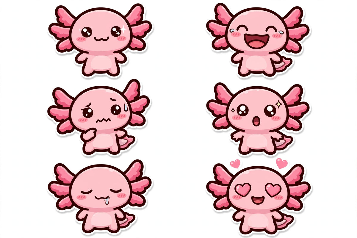 Axolotl emote sheet (6 expressions)