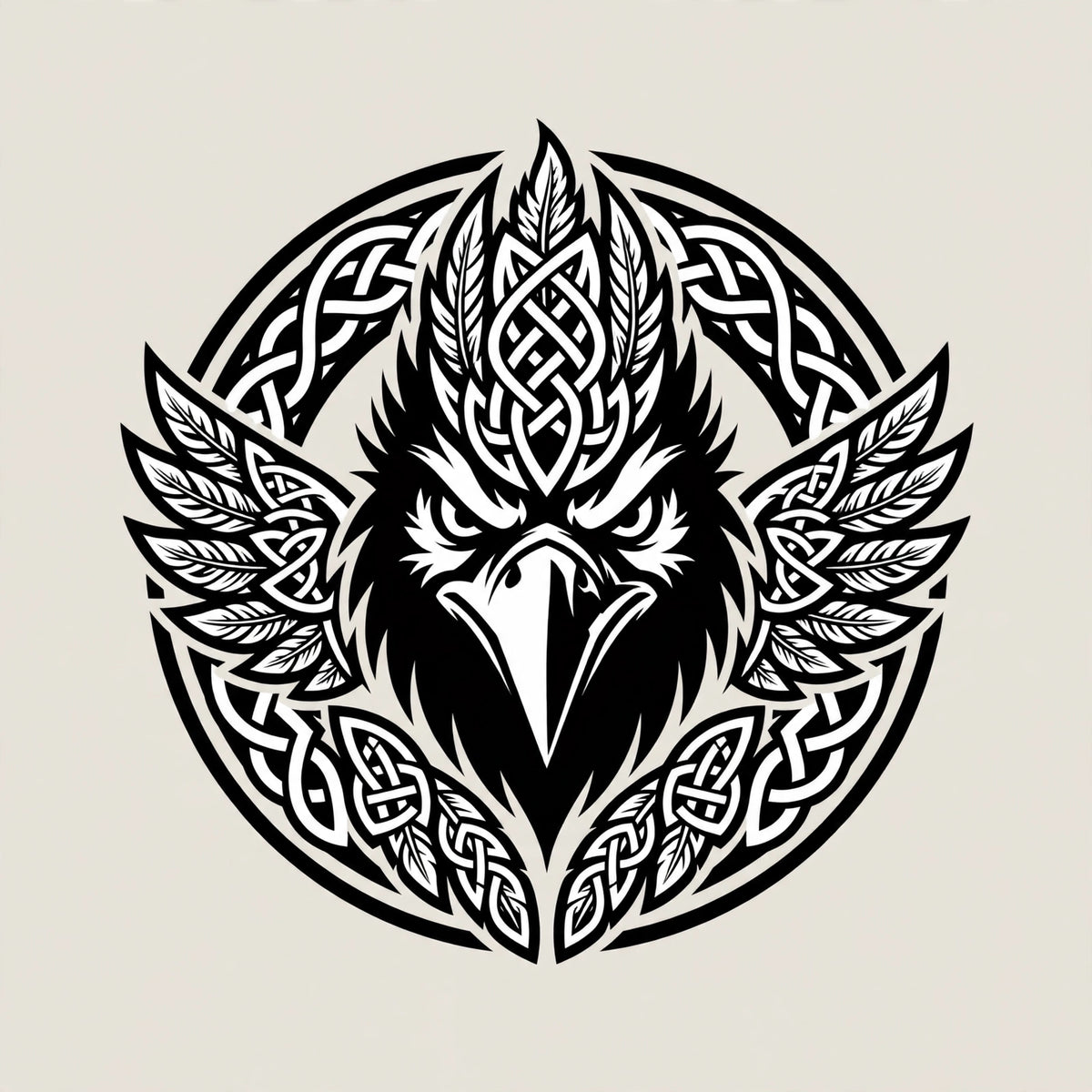 Viking raven logo, bold black/white