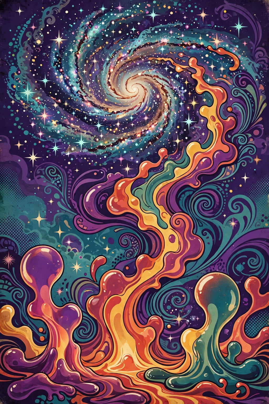 Lava-lamp galaxy poster