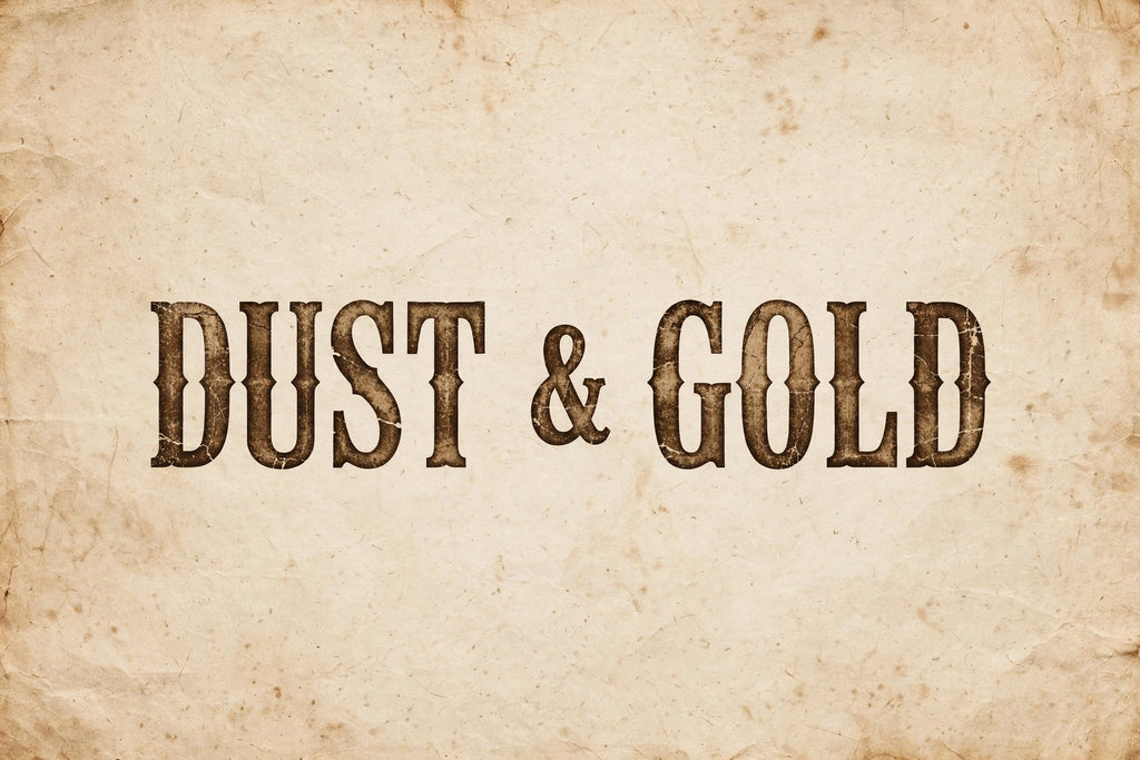 Western wanted-poster title treatment DUST & GOLD