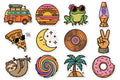 Retro chill sticker sheet — sample designs